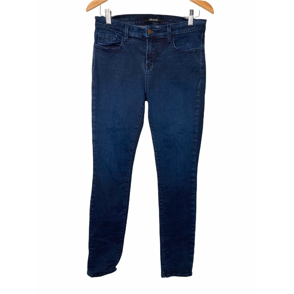 J Brand Mid Rise Skinny Leg Jeans Stretch Denim Dark Blue Atmosphere Wash 30